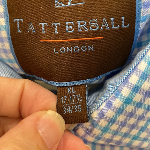 TATTERSALL London Men's Long Sleeve Button Front Dress Shirt XL 17-17 1/2 neck - Picture 3 of 7